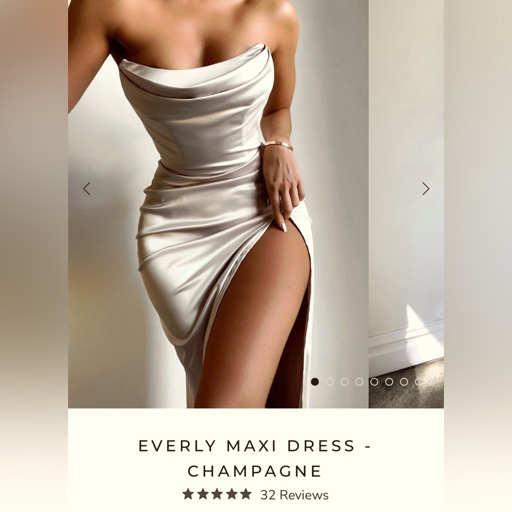 Champagne corset maxi dress with side split